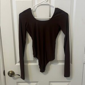 Aerie Smoothez Long Sleeve Bodysuit in Rich Brown